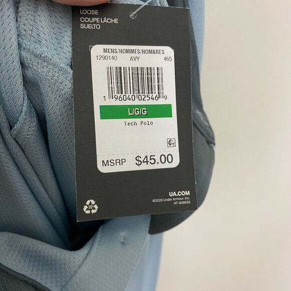 Under Armour Light Photon Blue Tech Polo Mens Large Loose Short Sleeves - Picture 6 of 7